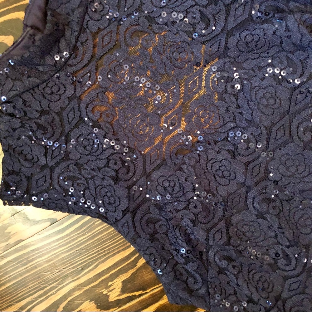 🟢[B. Darlin][Dillards] Embellished Lace Mock Neck Sheath Dress - Picture 3 of 11